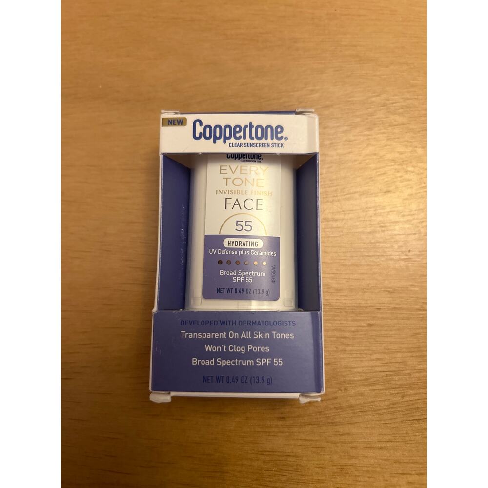 New Coppertone Every Tone Invisible Finish Face Sunscreen Stick SPF 55 Exp 01/27